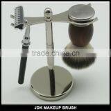 Custom Metal Stand Shaving Kit Wood and Metal Handle Nylon Shaving Brush Set With Razor thumbnail-3
