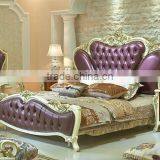 European Style King Size Bed, Elegant Purple Wood Carving Bed, Royal Bedroom Furniture Set (BF01-ML027) thumbnail-2