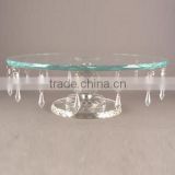 popular wedding crystal glass cake stand with drops
