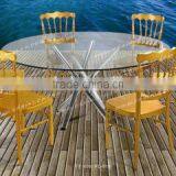 Wholesale Modern Tempered Glass Dining Table With Stainless Steel Base thumbnail-6