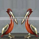 Antique Vintage Wood Effect Polyresin Pelican Statues thumbnail-1