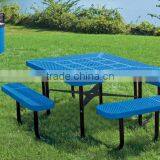 Garden Patio Furniture, Expanded Metal Table With Benches thumbnail-3