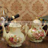Porcelain European Style Golden Golden Tea Pot Set thumbnail-1