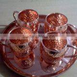 FDA APPROVED 100% PURE COPPER MOSCOW MULE MUG CUPS SET WITH SOLID COPPER SERVING TRAY, SHOT GLASS & STRAWS thumbnail-6