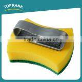 Toprank Customized Colorful Kitchen Cleaning Dish Pot Sponge Scourer Durable Plastic Handle Magic Green Sponge Scouring Pad thumbnail-2