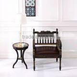 Classic Elegant Regina British Style Square Back Carving Leather Armchair With Distressed Brown Painting BF12-03294a thumbnail-2