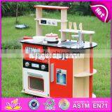 2017 New Design Red Kids Pretend Play Wooden Kitchen Toy W10C211 thumbnail-2