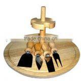 Rubber Wood Cheese Board With Cheese Knives thumbnail-1