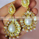 Pearl Polki Gold Plated Designer Necklace Earring Set thumbnail-4