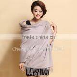 CX-B-P-41C Fur Decora Fashion Women Plain Cashmere Pashmina Scarfs thumbnail-4