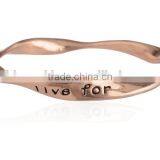 High End Gold Plating Saying Logo Engraved Bangle Unique Twist Metal Bangle for 2016 Promotional Items thumbnail-3