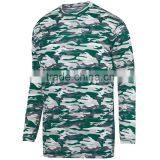 Camo Style Long Sleeve Wicking Tee Self Fabric Collar Custom Color Logo Printing Tshirt 100% Polyester Wicking Printed Knit Long thumbnail-3