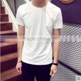 2017 Men of Pure White Collar T-shirt Men's Short Sleeve Pure Color Clothes thumbnail-1