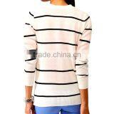 Boyfriend Style Y Neck Button up Stripe Cardigan 2015 Woman With Patch Pockets thumbnail-3