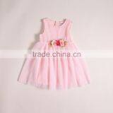 S17626A Girls Flower Pink Cute Gauze Sleeveless Dress For Girls thumbnail-4
