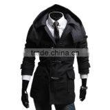 Hot Sale Cotton and Polyester Mixed Stand Collar With Hat Black and Gray 4 Size for Choice Woolen Men Coat Clothing thumbnail-2