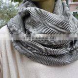 Herringbone Scarf, Mens Scarf, Grey Herringbone Infinity Scarf ,winter Scarf, Cowl Scarf, Women Men Scarves, Accessory thumbnail-4