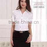 Women's White Short Sleeve Shirt of Good Guality (DSHL096) thumbnail-1
