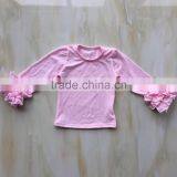 XF-033 Wholesale Children's Boutique Clothing Kids Plain Ruffle Blank Icing Raglan Girls Long Sleeve Boutique Kids Shirts thumbnail-5