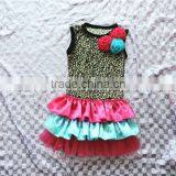 Pernickety Boutique Fashion Lepord Prints Flower Top Baby Girls Clothes Organic Cotton Ruffled Infant Toddler Girls Clothing thumbnail-3