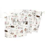 Cotton & Linen Cloth Jewelry Bags Drawstring Off-white Cat Pattern 16cm x 14cm thumbnail-3
