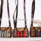 Handmade Embossed Leather Handbag With Aguayo Blanket thumbnail-1