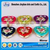 Chinese wedding style elegant embroidery heart shaped mirror for souvenir