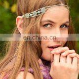 Beach Multilayer Metal Gold Plated Chain Hair Bands With Turquoise Beads Hair Accessories Gold Chain Turquoise Headband thumbnail-2