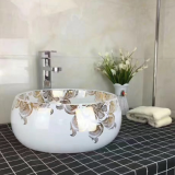 Easy installat bathroom round golden color wash hand basin