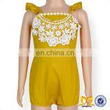 Trendy Newborn Baby Romper Yellow Plain Lace Flutter Sleeve Design Clothes Baby Girl Romper thumbnail-4