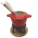 Enamel Cast Iron Fondue Set