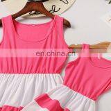 Family Matching Black White Striped Patchwork Dresses Kids Parent Child Outfits Mother and Daughter (this Link for MOM) thumbnail-6