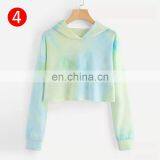 Hoodies Multicolor Casual Women Drawstring Hooded Sweatshirt 2020 Autumn Tie Dye Long Sleeve Hoodies thumbnail-5