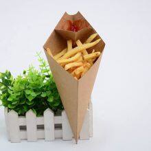Disposable Kraft Paper White and Brown French Taper Fries Box Packaging Catchup for Restaurant thumbnail-4