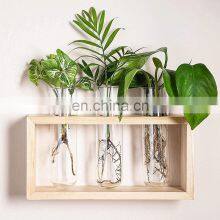 3 Test Flower Bud Vase Kit Glass Plant Terrarium Tubes Test Tube With Wooden Shelf thumbnail-4