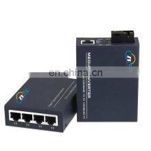 10/100/1000M 1 Fiber Port +1/4 RJ45 Port Gigabit RJ45 To Ethernet Fiber Media Converter thumbnail-1