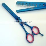 Hair Thinning Scissors Blue Titanium Coated 5.5"