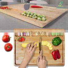 Organic Bamboo Cutting Board, With 3 Built-in Compartments and Juice Grooves, Chopping Board for Meats Bread Fruits thumbnail-5