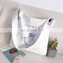 Wholesale Custom Art Canvas Bag Female Simple Print Female Shoulder Bag Large Capacity Student Canvas Cross-body Bag thumbnail-3