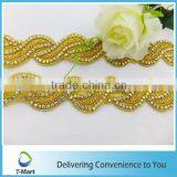 Gold Color Wholesale Iron on Rhinestone Applique thumbnail-3