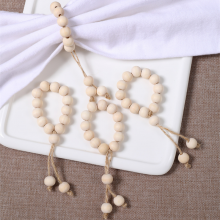 Wholesale Farmhouse Decor Napkin Rings Wood Bead Napkin Holders With Tassels Rustic Country Decor Table Decoration thumbnail-1