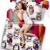 Reactive Dye Print Owl Bedding Cotton Child Duvet Cover Bed Set 205TC In White Color thumbnail-1