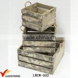 Set 3 Small Rustic Vintage Wooden Fruit Crate