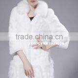 Rex14023 Elegant Natural White Short Rex Rabbit Fur Coat