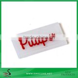 Sinicline White Base Red Logo Rubber Label Supplier