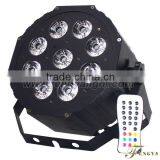 9pcs 12w RGBWA+UV 6 IN 1 Led Flat Led Par Light