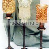 Glass Candle Holder- Metal Candle Holder thumbnail-1