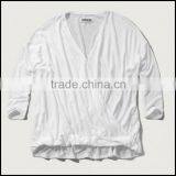 Women Latest Fashion Blouse Design Chiffion Draped Wrap Blouse 2015 thumbnail-3