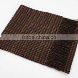 Double Face Checked and Solid Color Wool Scarf thumbnail-1