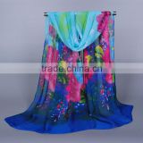 Fashionable Thin Design Floral Print Women Chiffon Silk Scarf 160*50 Female Gifts Pashmina shawls